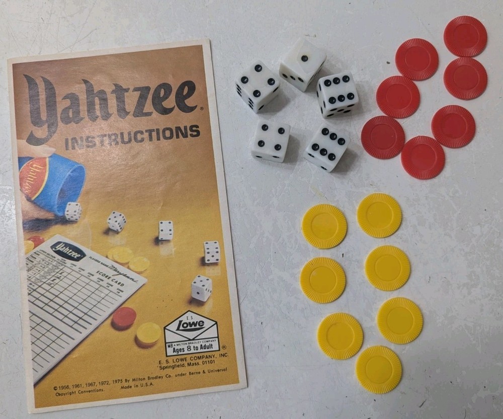 Vtg 1978 Replacement Pieces Yahtzee Dice Game Lowe Milton Bradley