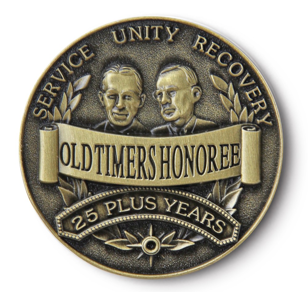 OLD TIMER HONOREE 25 + YRS AA 12 Step Recovery Program Bronze Coin /Token/Chip