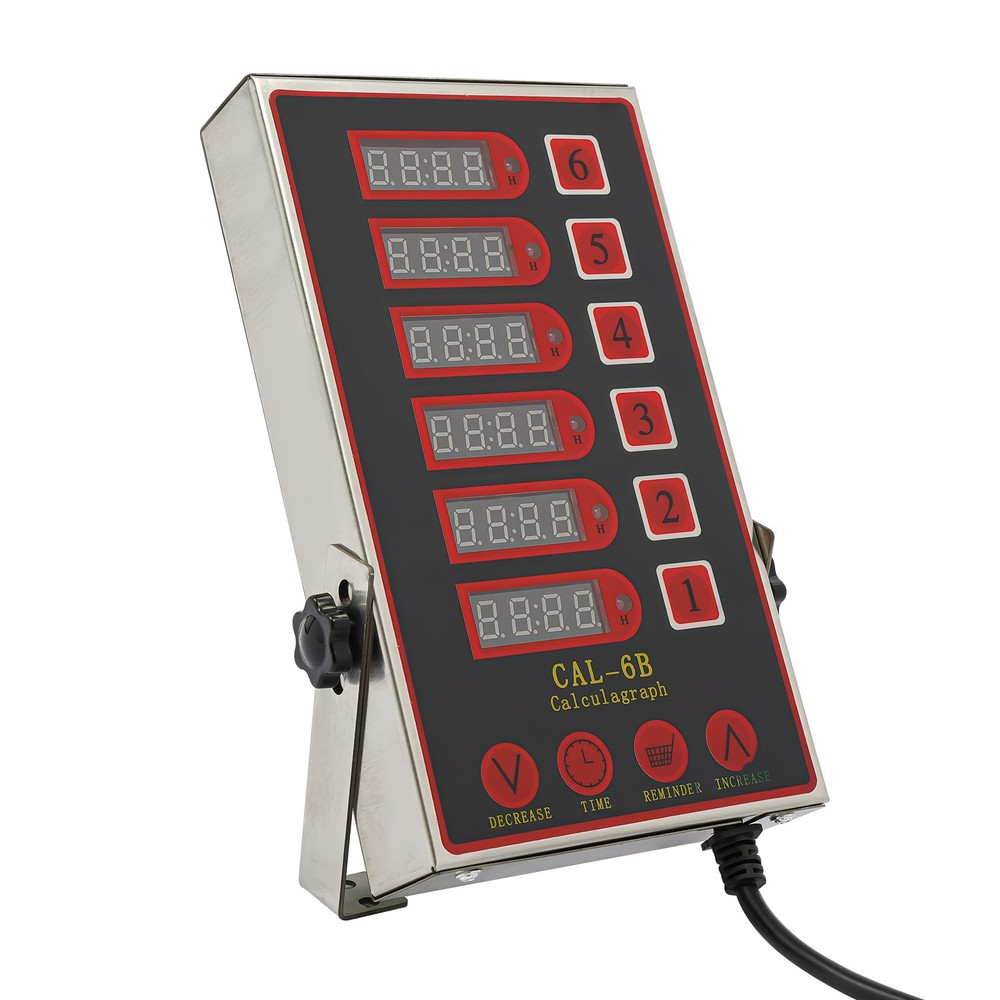 6-Channel Kitchen Timer – Stainless Steel, LED Display, Multi-Task Function