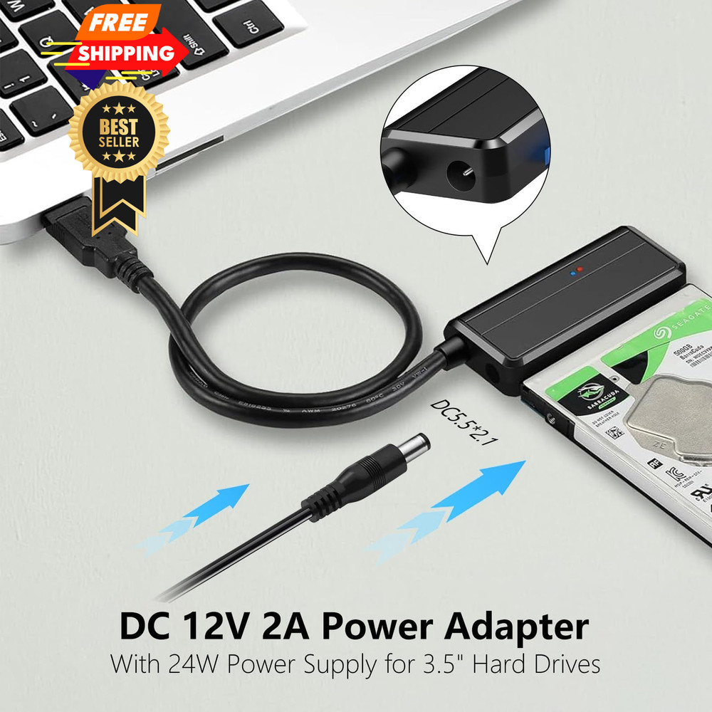 SATA to USB 3.0 Adapter, Cable, External Hard Drive Cable Black