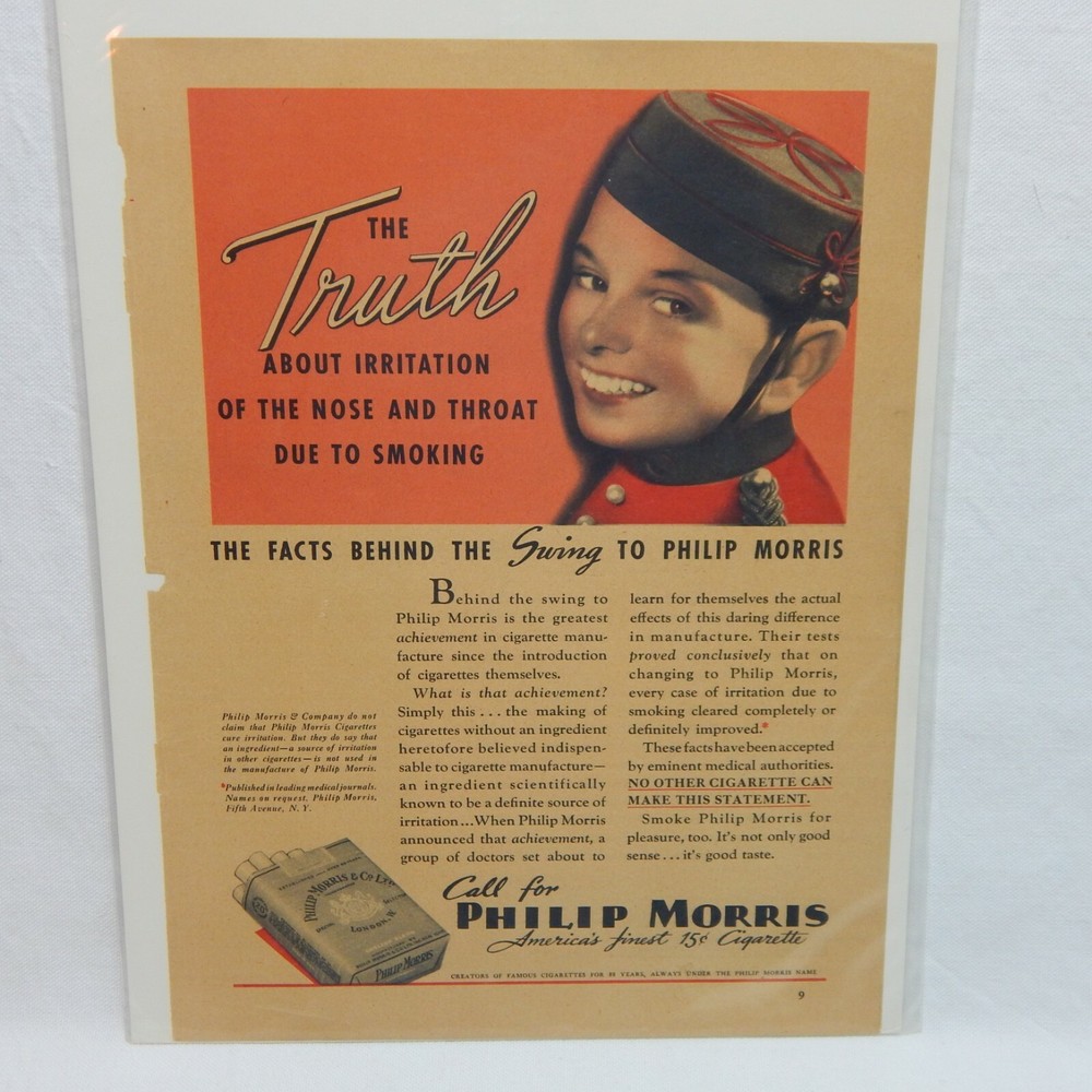 1936 PHILIP MORRIS CIGARETTE PHILIP MORRIS INC. ADVERTISEMENT