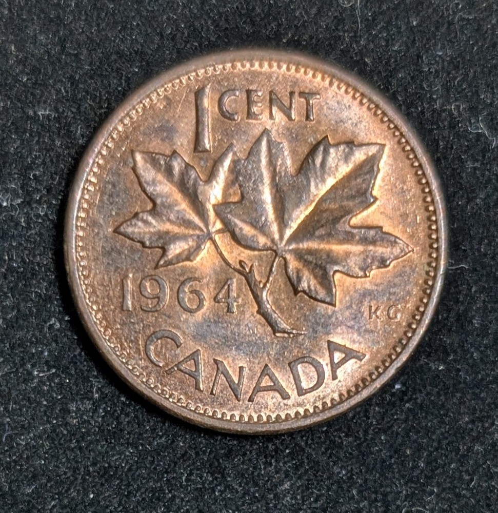 1964 Canada 1 Cent Circulated KM# 49 Brown