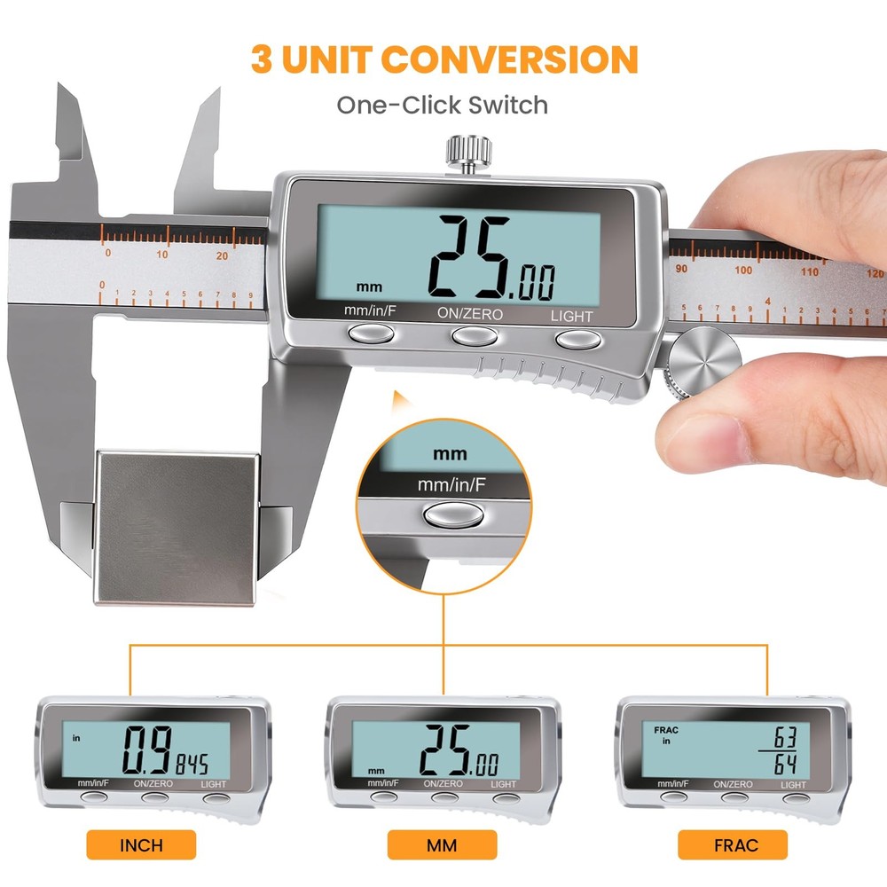 HARDELL Digital Caliper, Rechargeable Caliper Measuring Tool with Backlight L...
