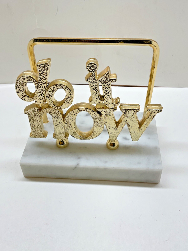Marble & Brass "Do it Now" Post Note Letter Holder Paperweight