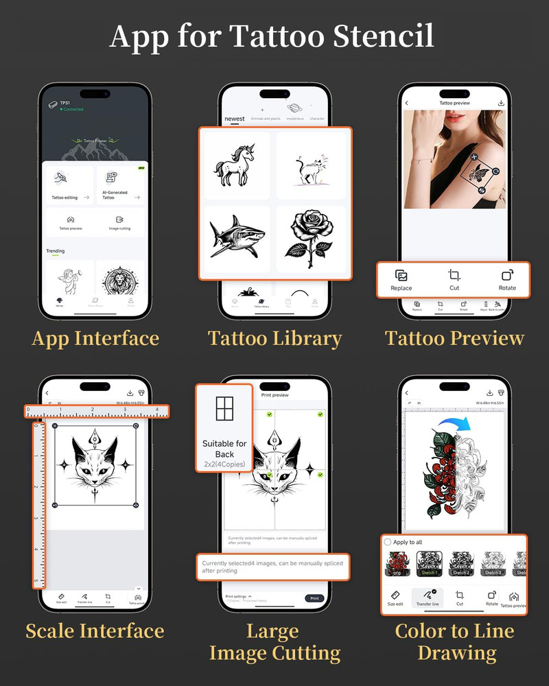 Phomemo TP31 Tattoo Stencil Printer Mini Tattoo Printer w/ 30pcs Transfer Paper