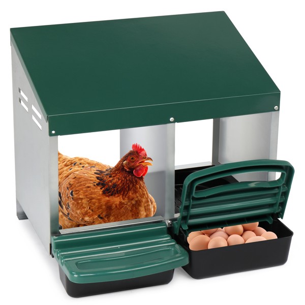 2 Compartment Roll Out Chicken Nesting Box with Plastic Basket, Egg Nest Box Chi
