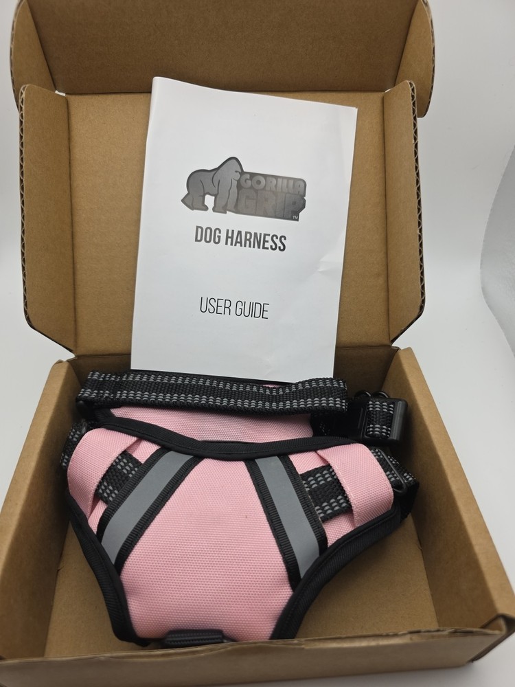 Gorilla Grip Dog Harness No-Pull Black Pink Comfortable Durable Handle Small