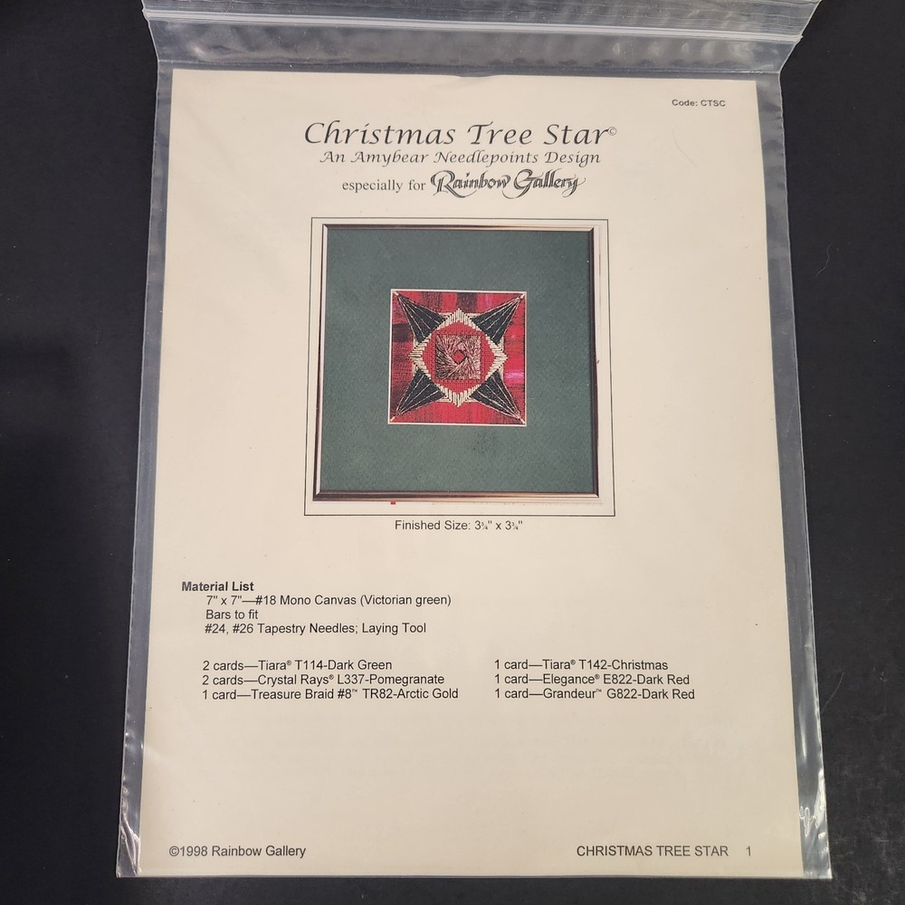 Amybear Needlepoint Design Christmas Tree Star Pattern Chart CTSC