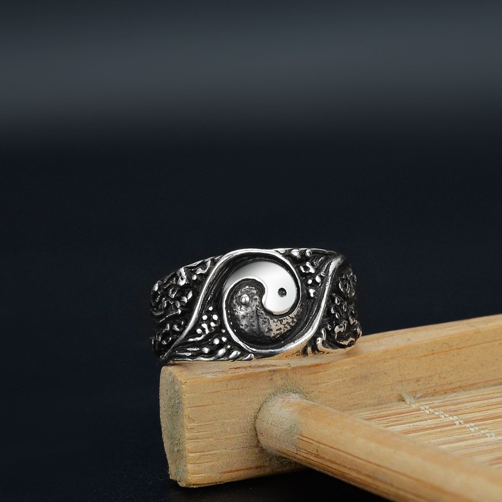 Tai Chi Ancient Silver Transport Ring Adjustable Men's Ring