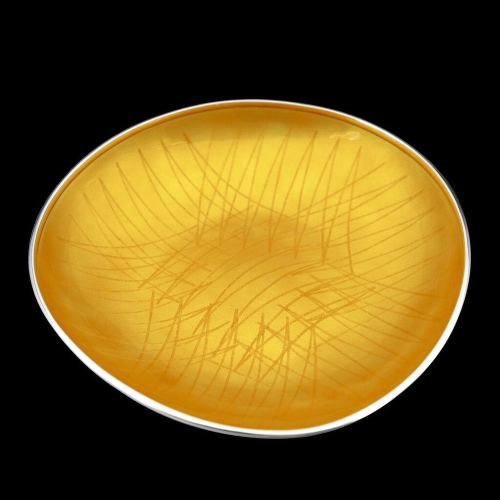 A. Michelsen. Large Sterling Silver Bowl with yellow Enamel - Eigil Jensen.