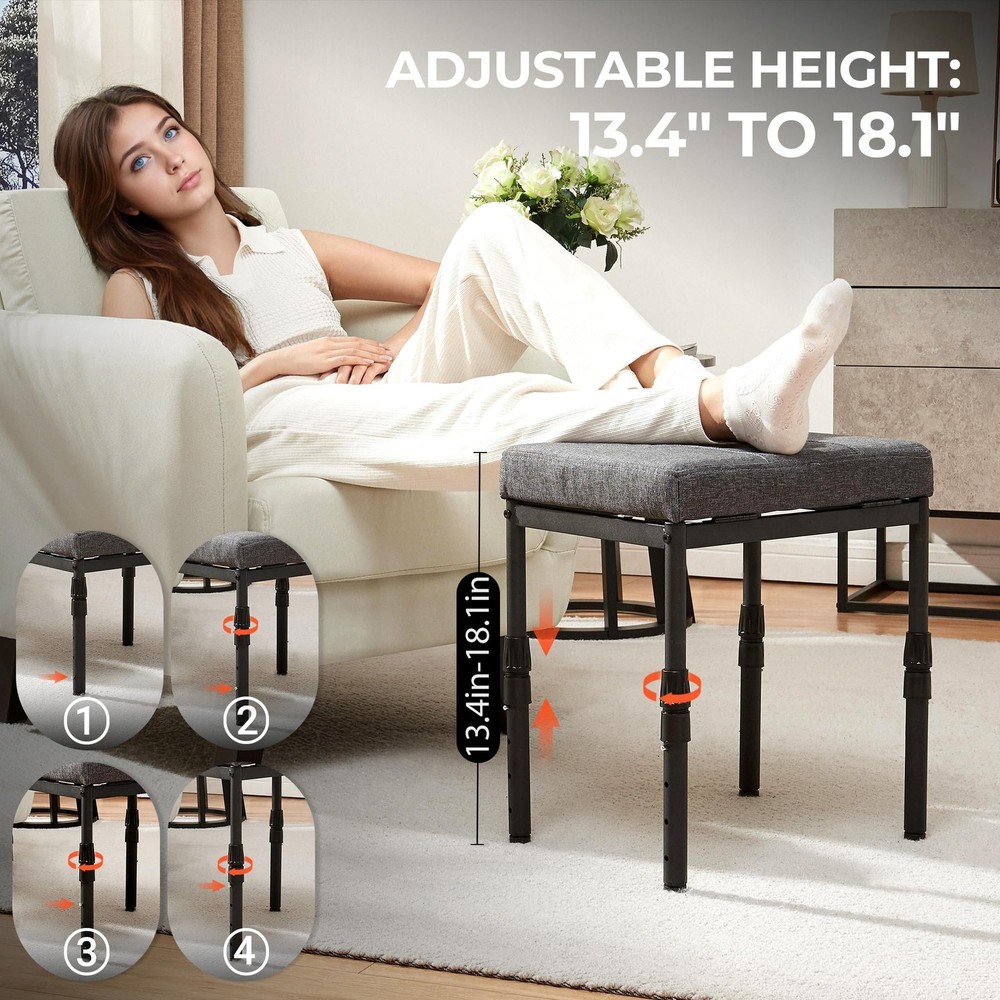 Adjustable Ottoman Pouf, 4 Height Position & 60 Degree Tilt Angle Adjustment ...