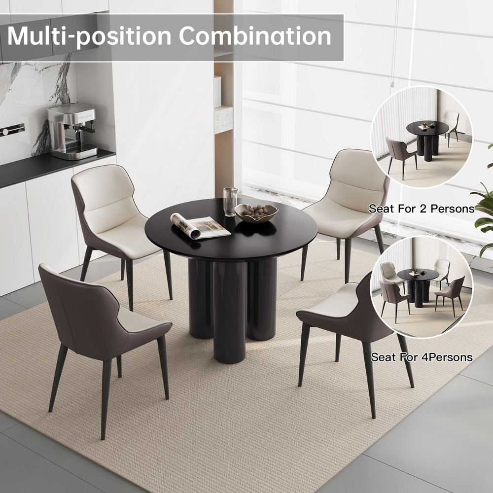 39" Round Dining Table Black Modern Kitchen Table Dining Room Table for 2-4