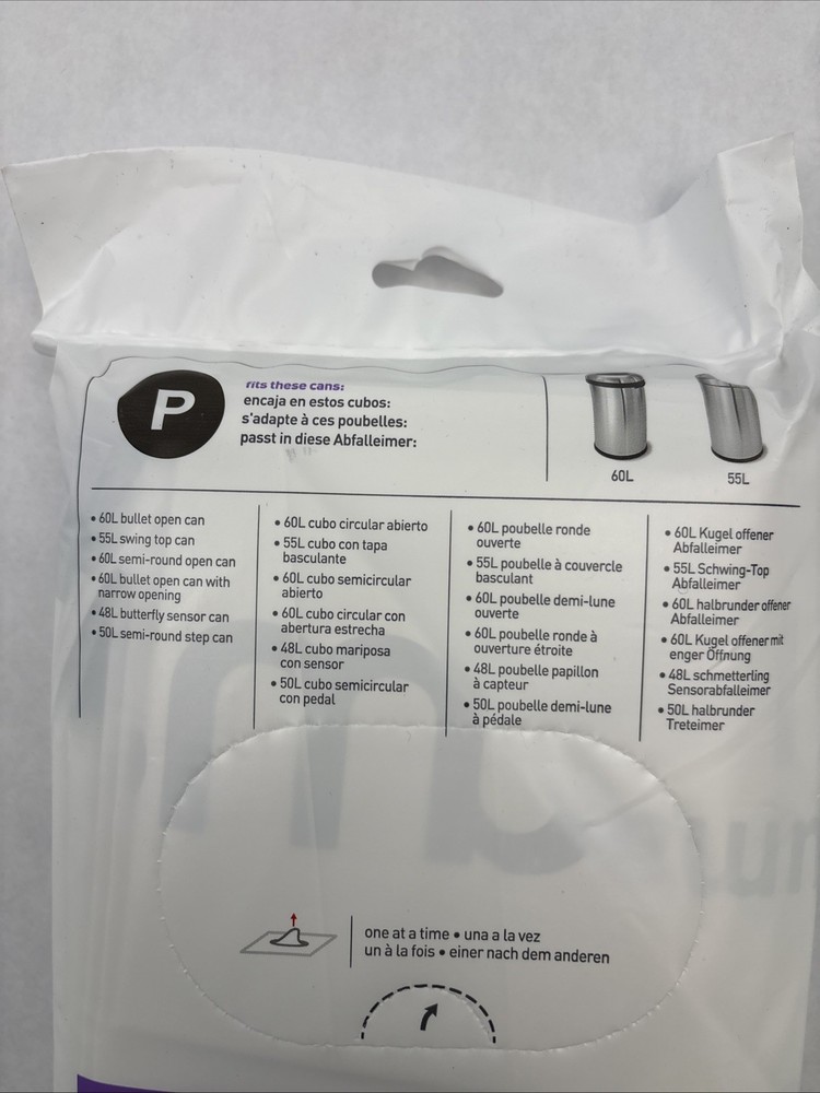 Code P 20 Ct SIMPLEHUMAN Custom Fit Trash Bags Can Liners Refill Size White Pack