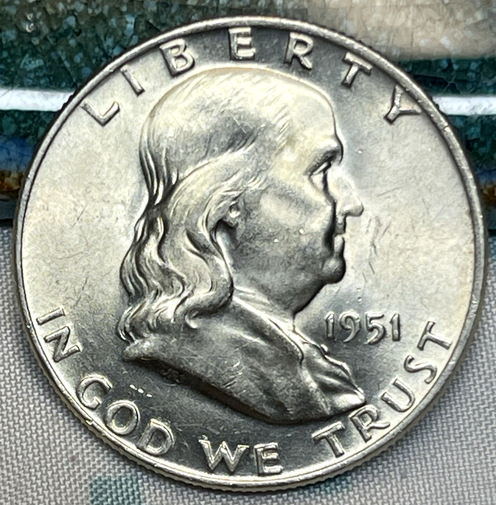 ~~ GEM BU 1951-D FRANKLIN SILVER HALF DOLLAR 90% SILVER COIN ~~