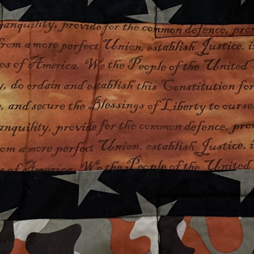 Quilted Military Wall Hanging Orange Black