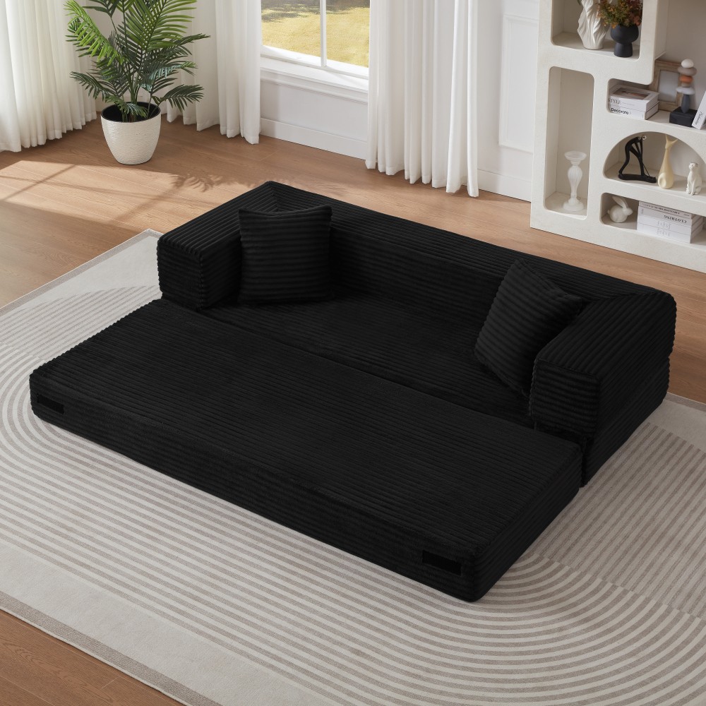 Modern Cord Sofa Classic Square Design, Unique Two-tier Design