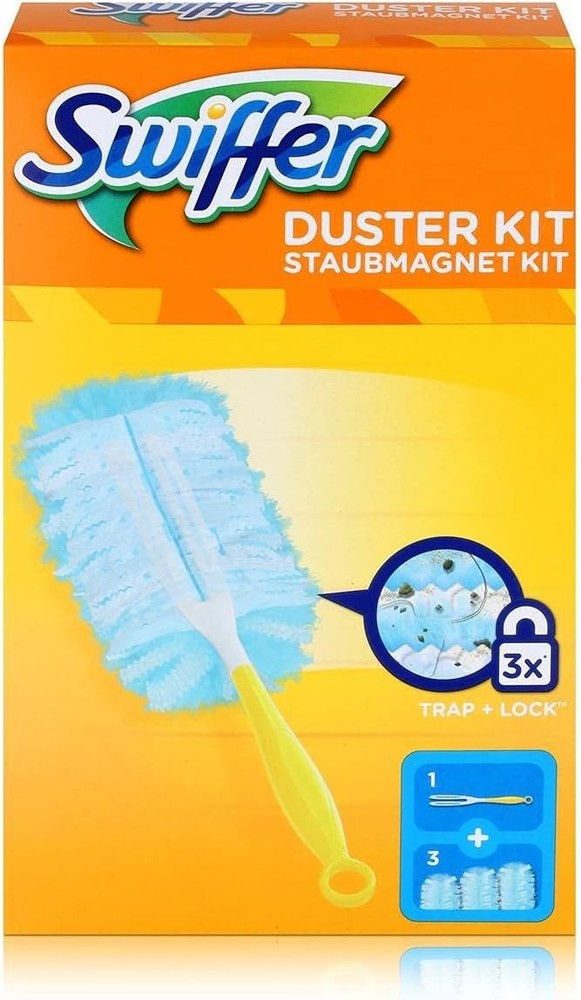 Microfibre dust Cleaner Set, 1 Handle and 3 Replacement Pads