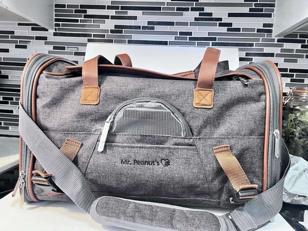 Mr. Peanut's Fabric Airline Carrier with Mesh Windows and Shoulder Strap