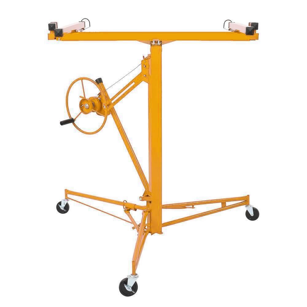16 Ft Drywall Rolling Lifter Panel Hoist Jack Lifter with Lockable Wheels Yellow