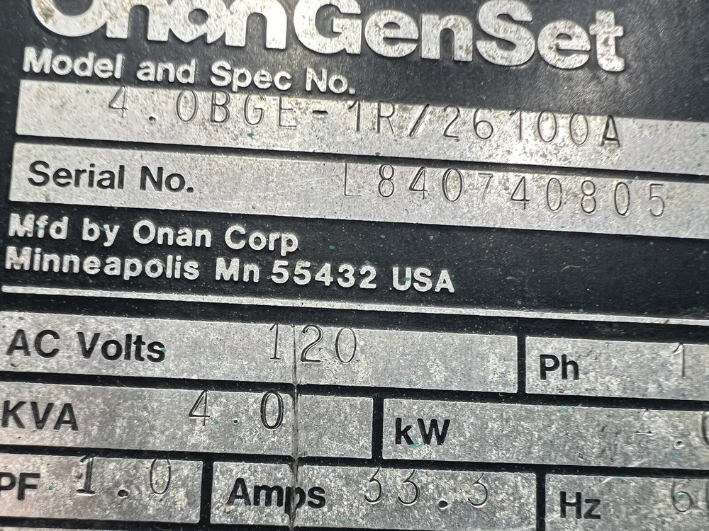 ONAN EMERALD 1 4000 WATT RV GENERATOR (click Item Description Needs Work)