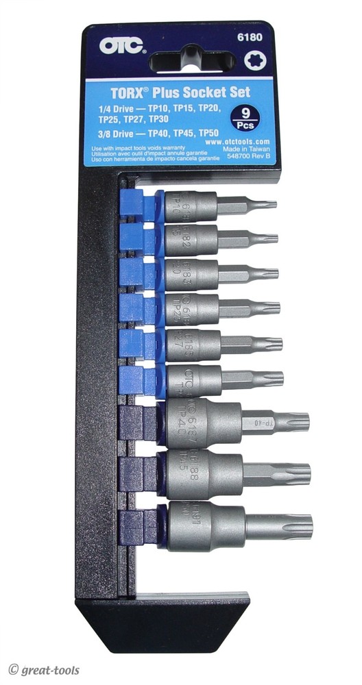 TORX PLUS SOCKET SET, driver bits, automotive tool, hand tools, 9-pc set