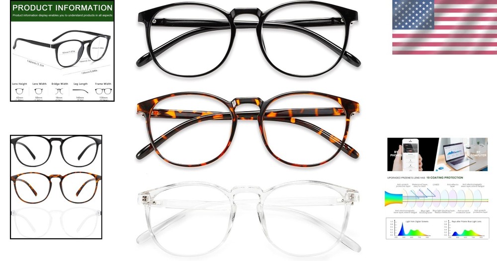 Chic Blue Light Blocking Glasses - 3 Color Variety for Gaming & Work