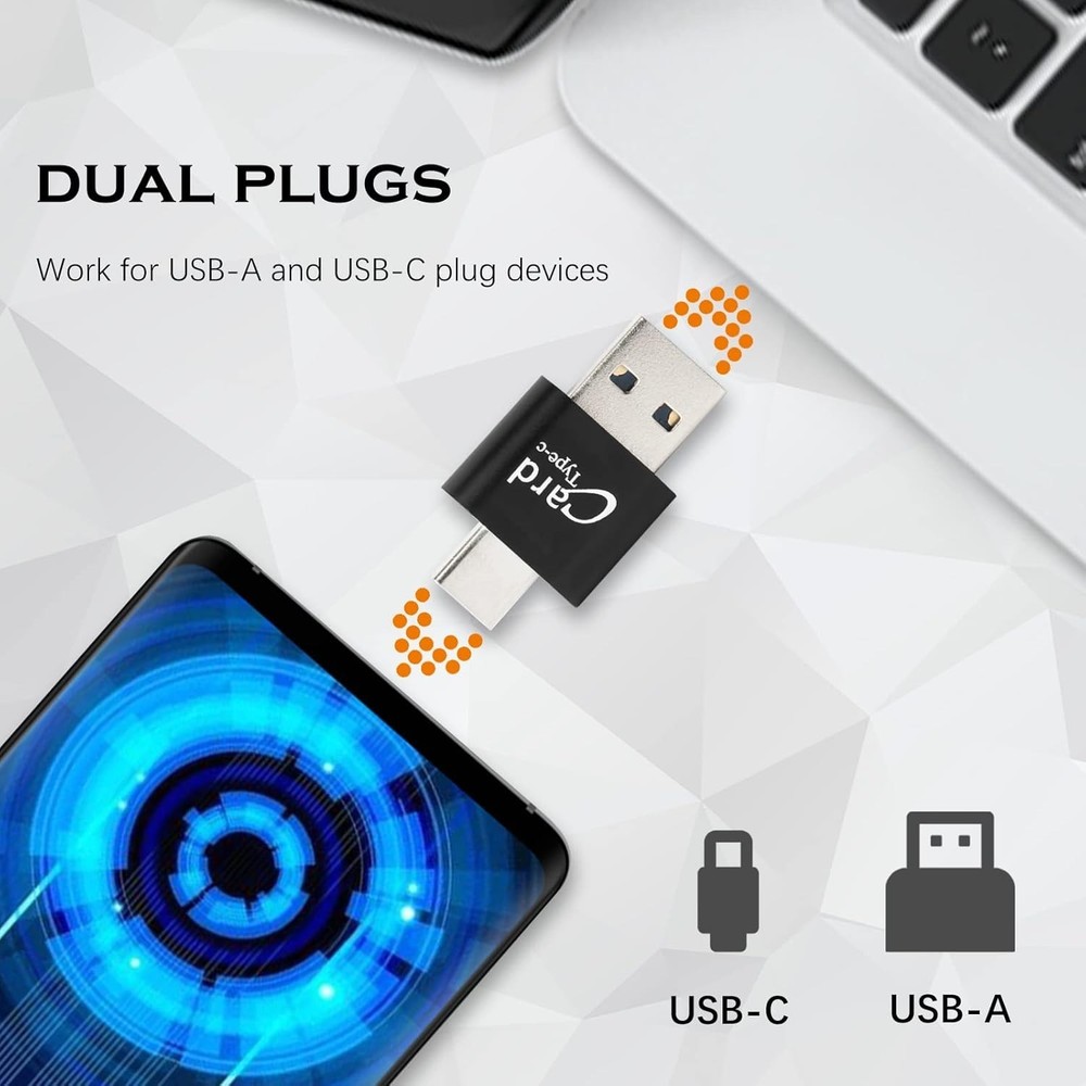 Compact Dual-Connection Micro SD Card Reader for Android and PC - 2 Pack