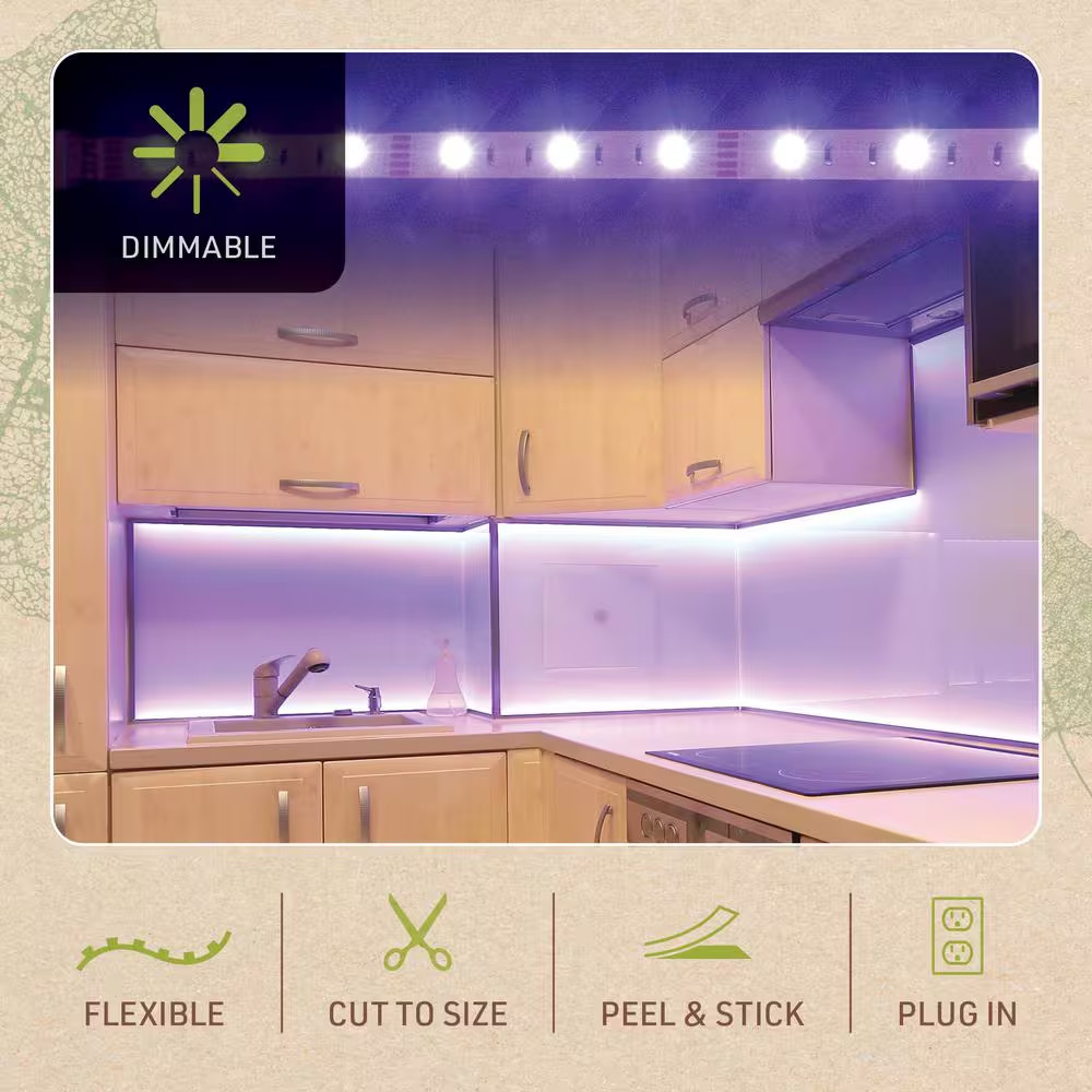 Multicolor Plug-In 3 Ft. Plug-In Integrated LED Dimmable Linkable Strip Light Ki