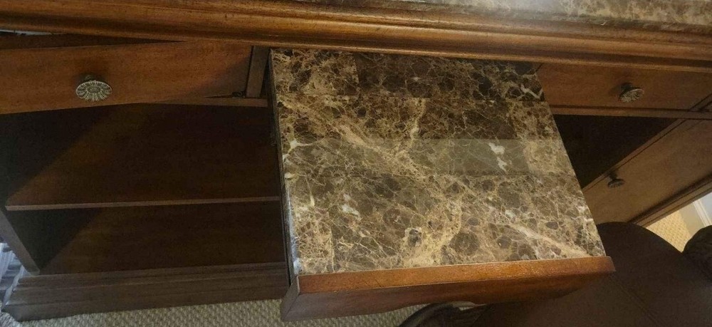 Elegant Granite Top Wood Bar Set