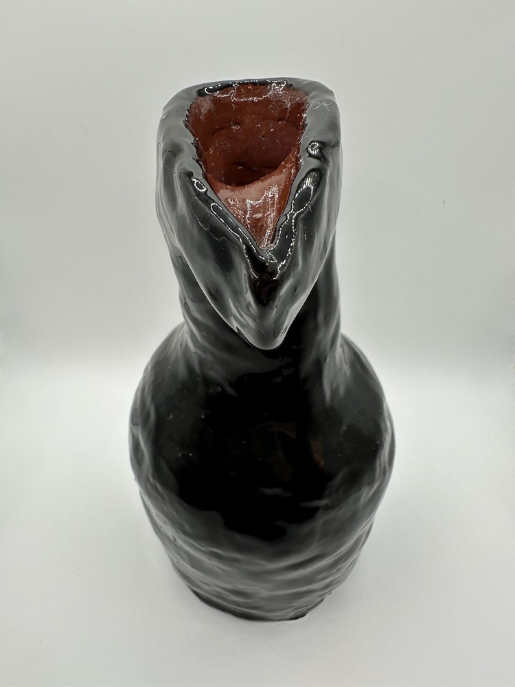 Chunky Primitive Handmade Black Red Vase With Spout