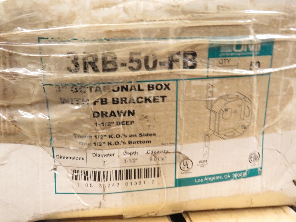 Orbit 3RB-50-FB Octagonal Octagon Box with FB Bracket Drawn 3" Dia, 1-1/2" Deep