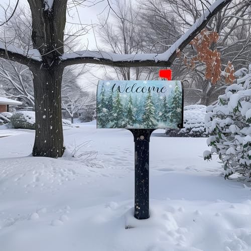 Winter Welcome Mailbox Covers Magnetic Forest Pine Tree Mailbox Cover Standard