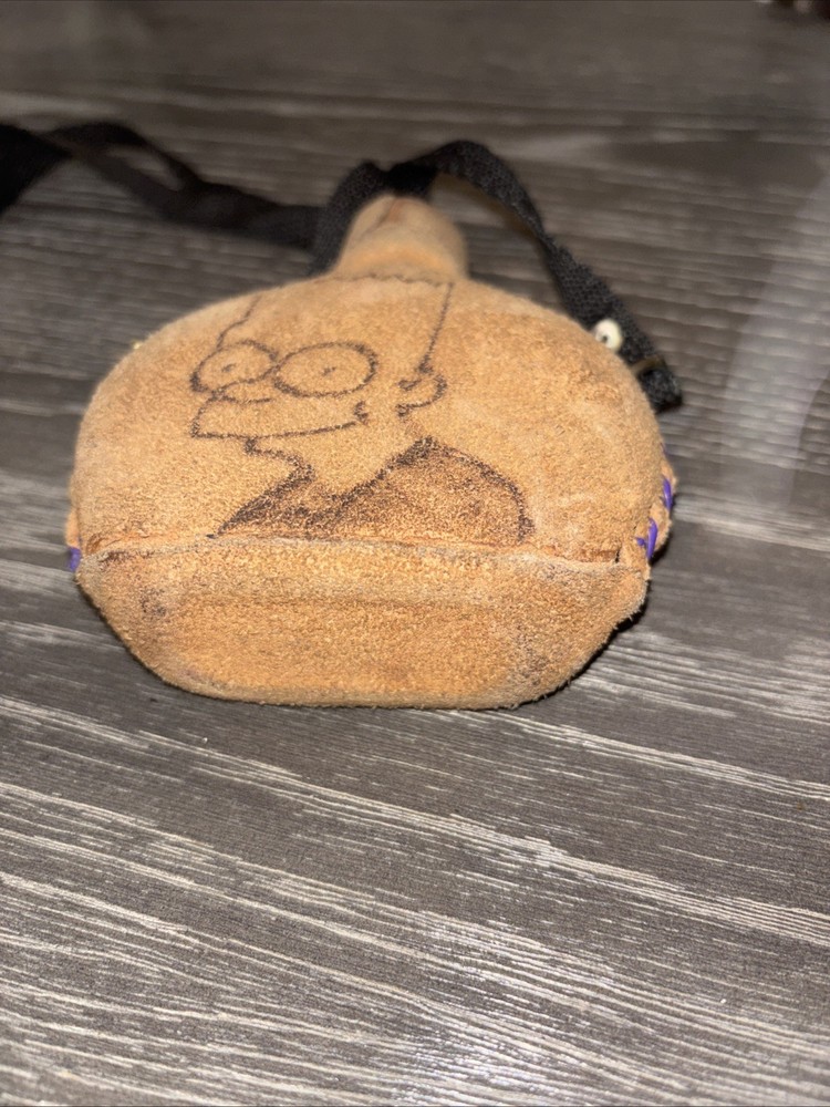 BART Simpson Hand Etched Canteen Flask Neck Strap Hand Made