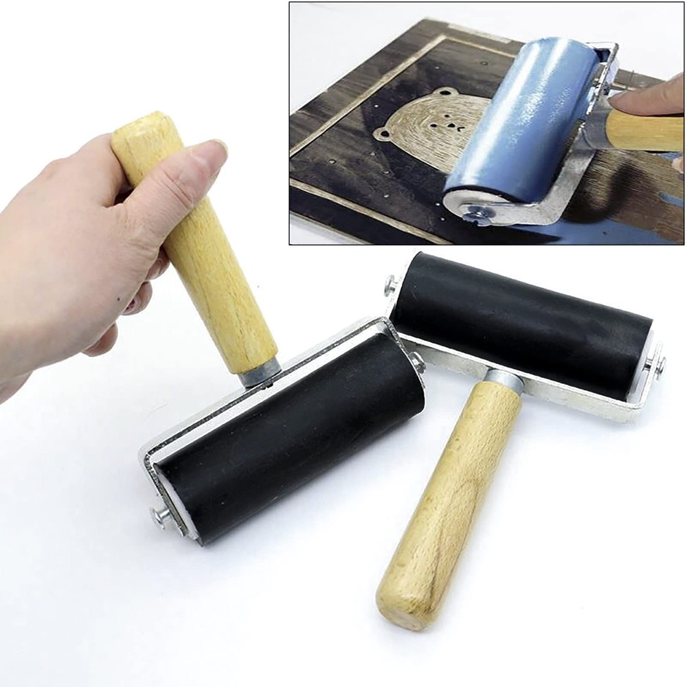 3 Pack Rubber Brayer Roller Hard Rubber Brayer Rollers Art Craft Roller
