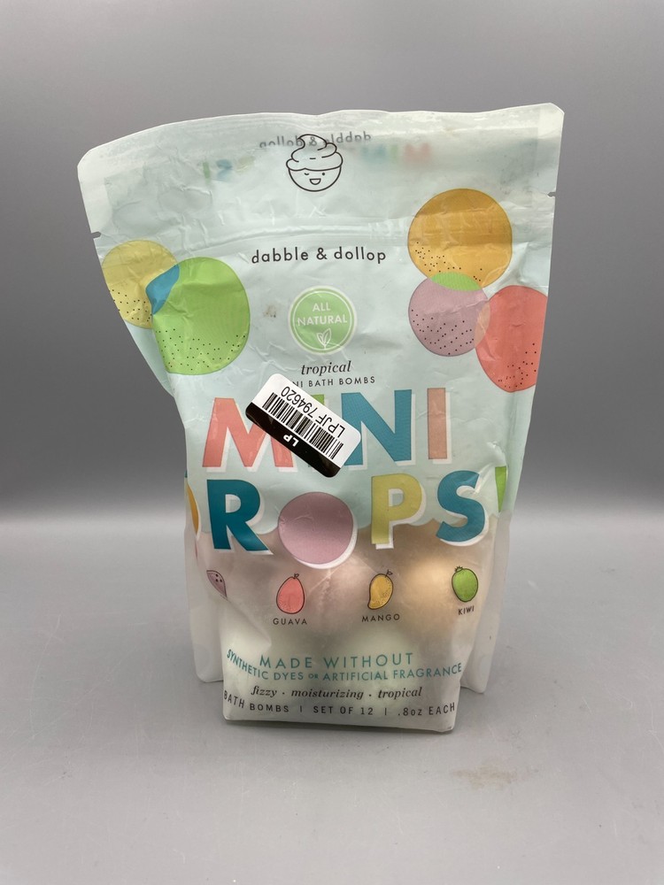 Dabble & Dollop Mini Bath Bombs - Fresh Fruit -  12 count/0.8oz each