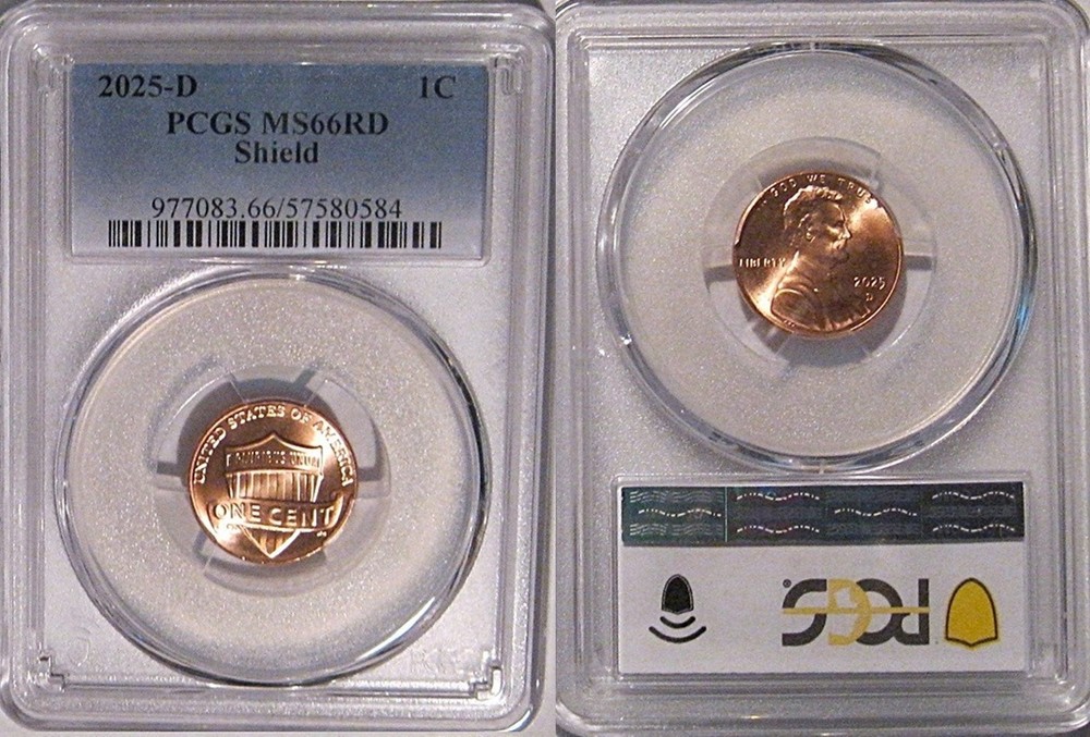 2025 D Lincoln SHIELD 1c Cent  PCGS MS66RD