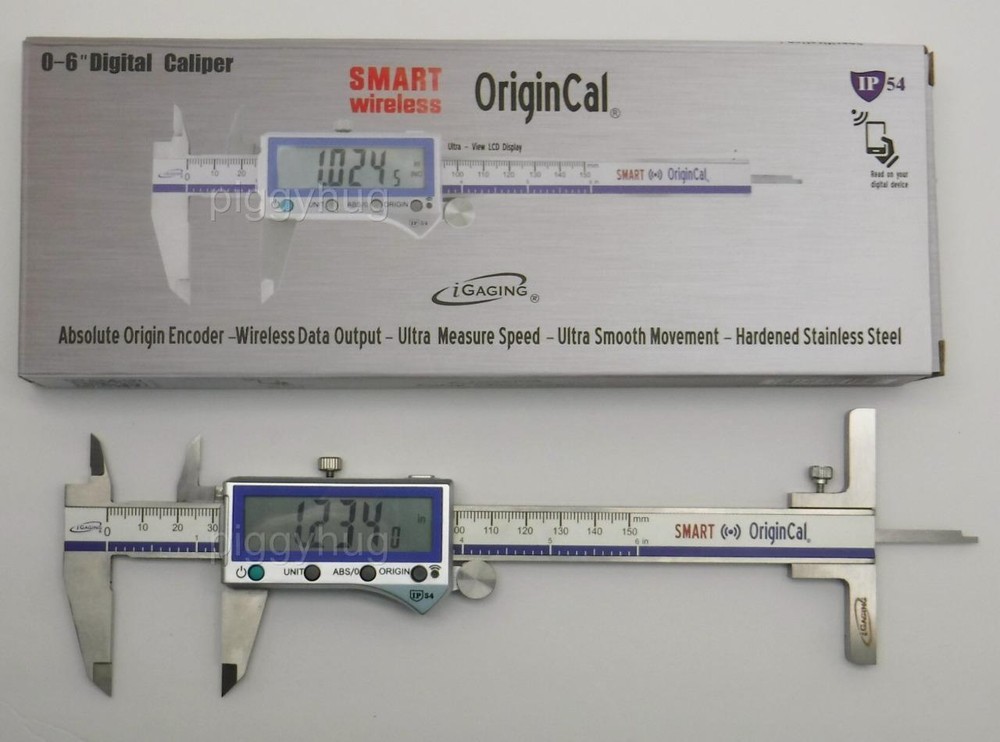iGaging absolute smart bluetooth 6" caliper X-large display optional depth gauge