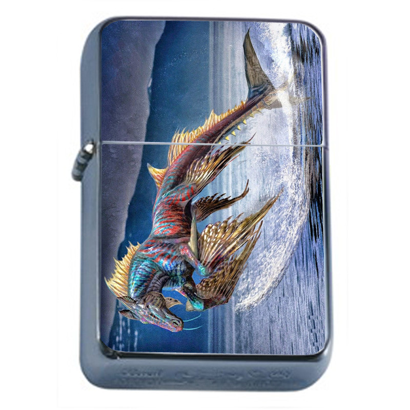 Mythical Creatures D5 Flip Top Oil Lighter Wind Resistant With Case