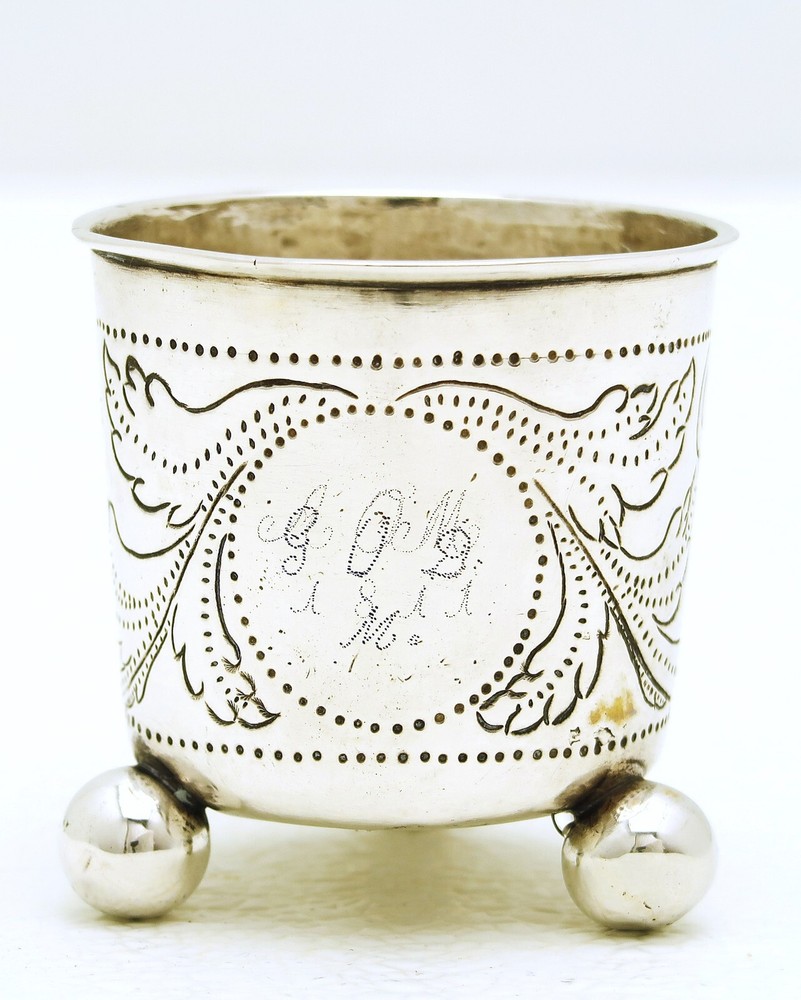 Trondheim Norway Solid Silver Cup Three Ball Feet Marked CR Dated 1762