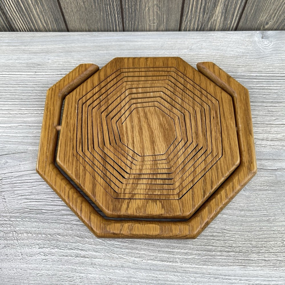 Handcrafted Wooden Collapsible Basket With Handle