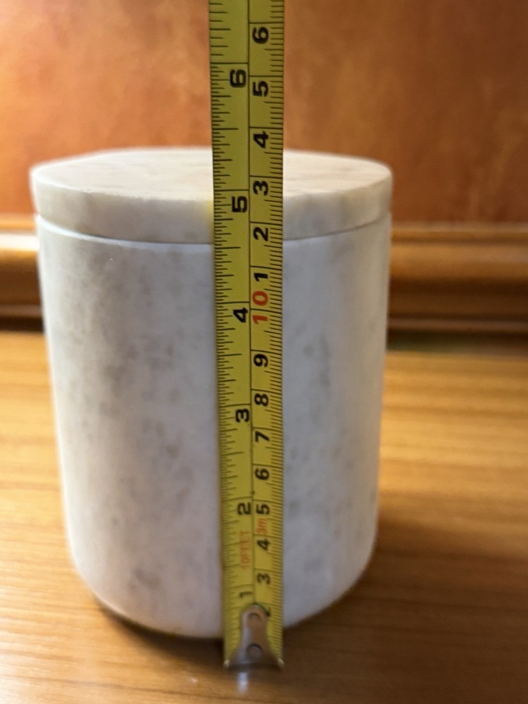 Brand New Solid Carrara Marble Tissue Box Cover & Matching Lidded Jar-READ