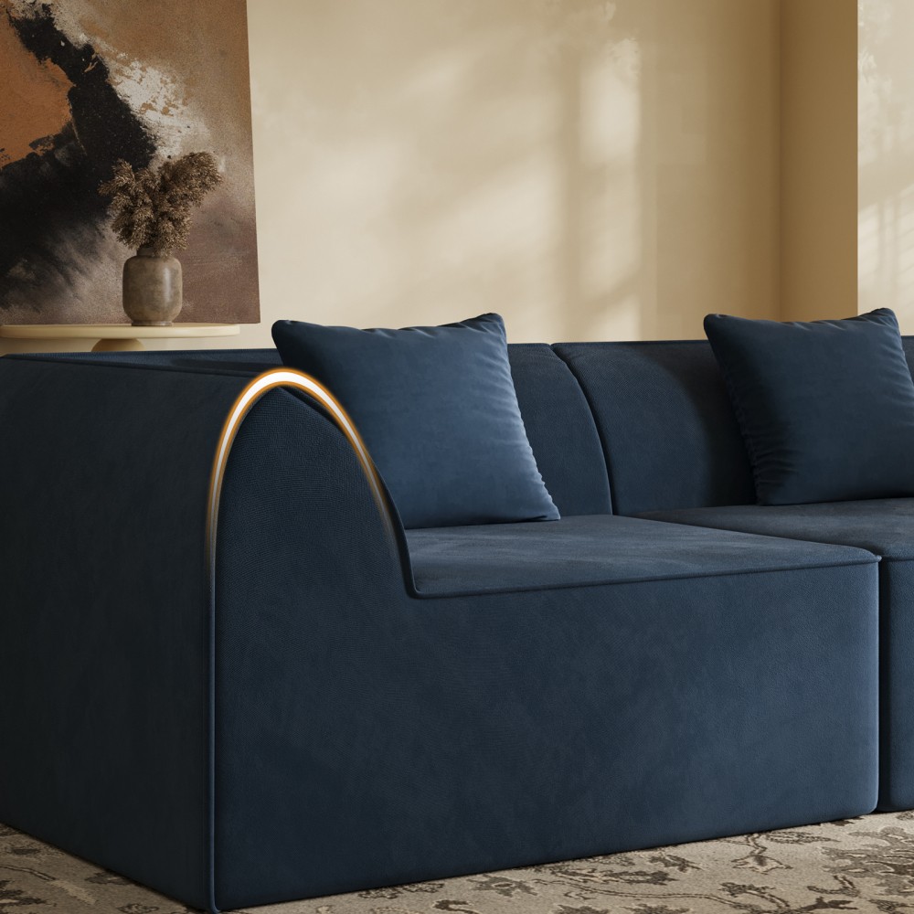 Compressed Memory Foam Sofa w/ Rectangular Pillow 2-Seater Daybed Blue