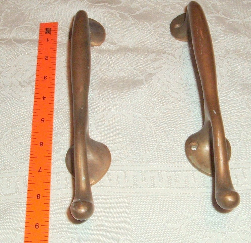 Vtg Pair Heavy Door Pulls 10" Reclaimed