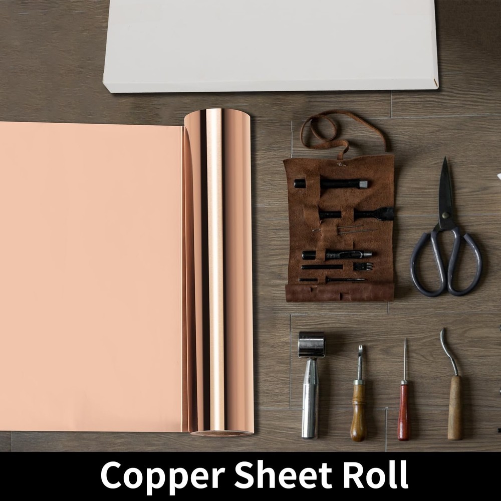Thin Copper Sheet Roll 99.99% Pure Copper Foil for Crafts Bendable Soft Coppe...