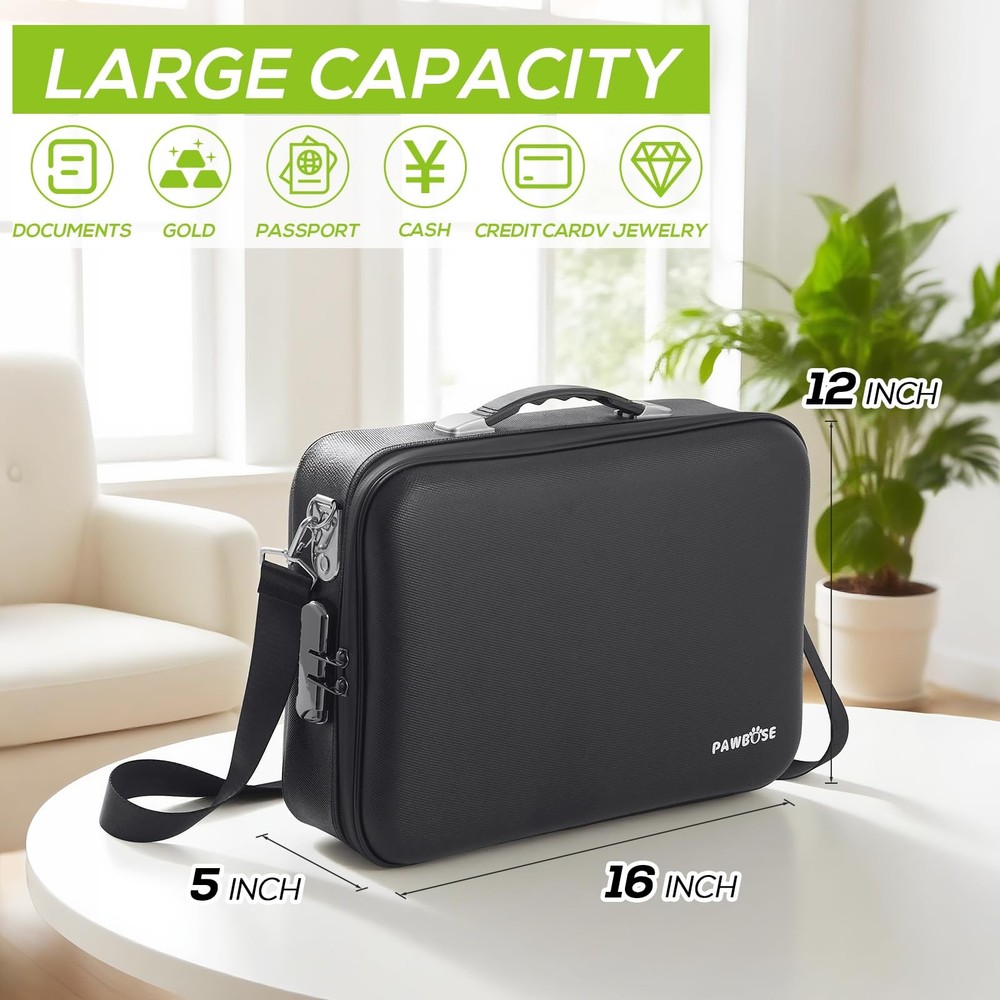 Fireproof Document Box with Combination Lock, Fireproof Water-Resistant Hard ...