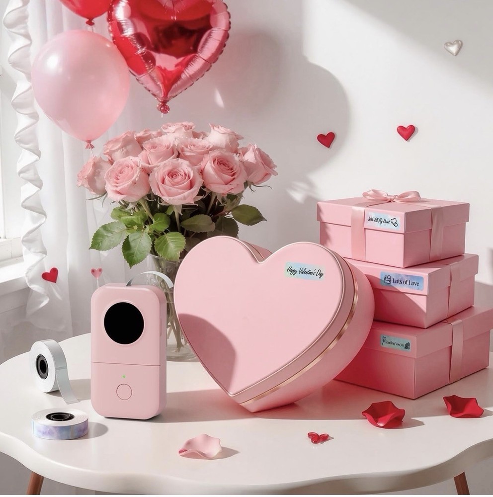 Phomemo D30 Label Maker Machine, Portable Handheld Bluetooth Mini Printer Pink