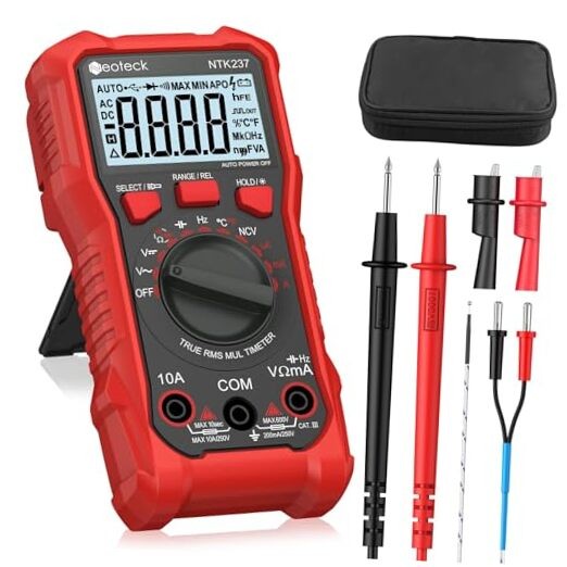 Digital Multimeter Voltmeter Tester with NCV, LCD for AC/DC 2000 Counts Red