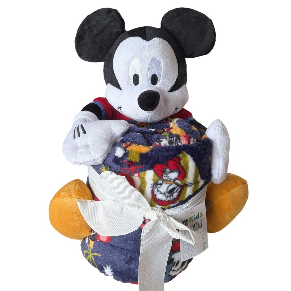 Mickey Mouse Throw Blanket & Plush 19" Mickey Hugger Pal, 2 Pc Cuddle Buddy Set