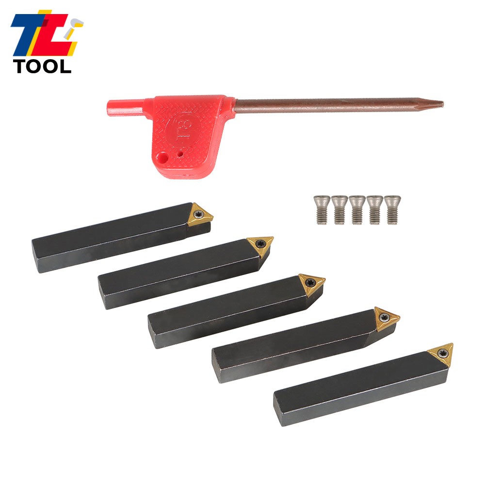 5-Pc 3/8" Lathe Indexable Carbide Insert &Turning Tooling Bit Holder Set