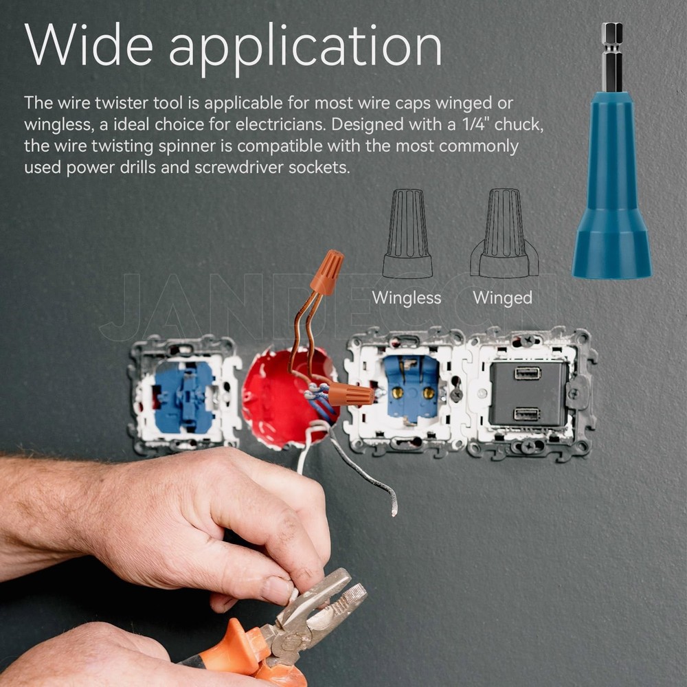 Wire Nut Twister, Cable Twisting Tool for Drill with 1/4" Chuck